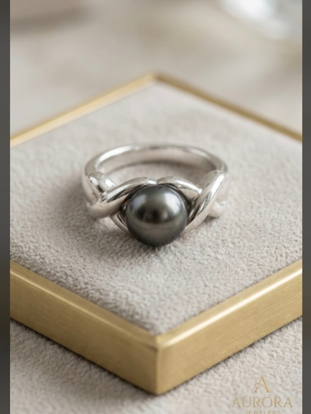 Honora Sterling Silver Black Pearl Ring Size 6